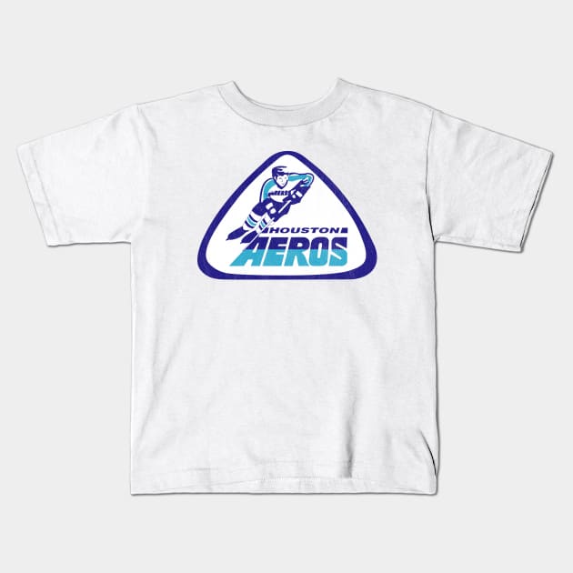 Defunct Houston Aeros Hockey 1972 Kids T-Shirt by LocalZonly